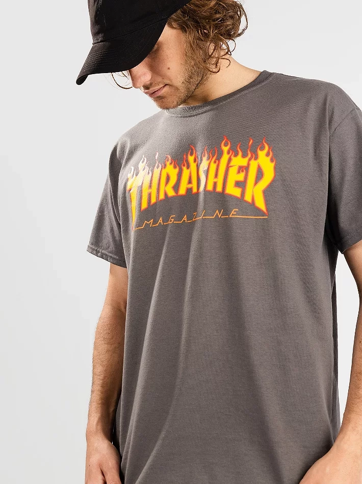 Thrasher T-shirt Flame Charcoal