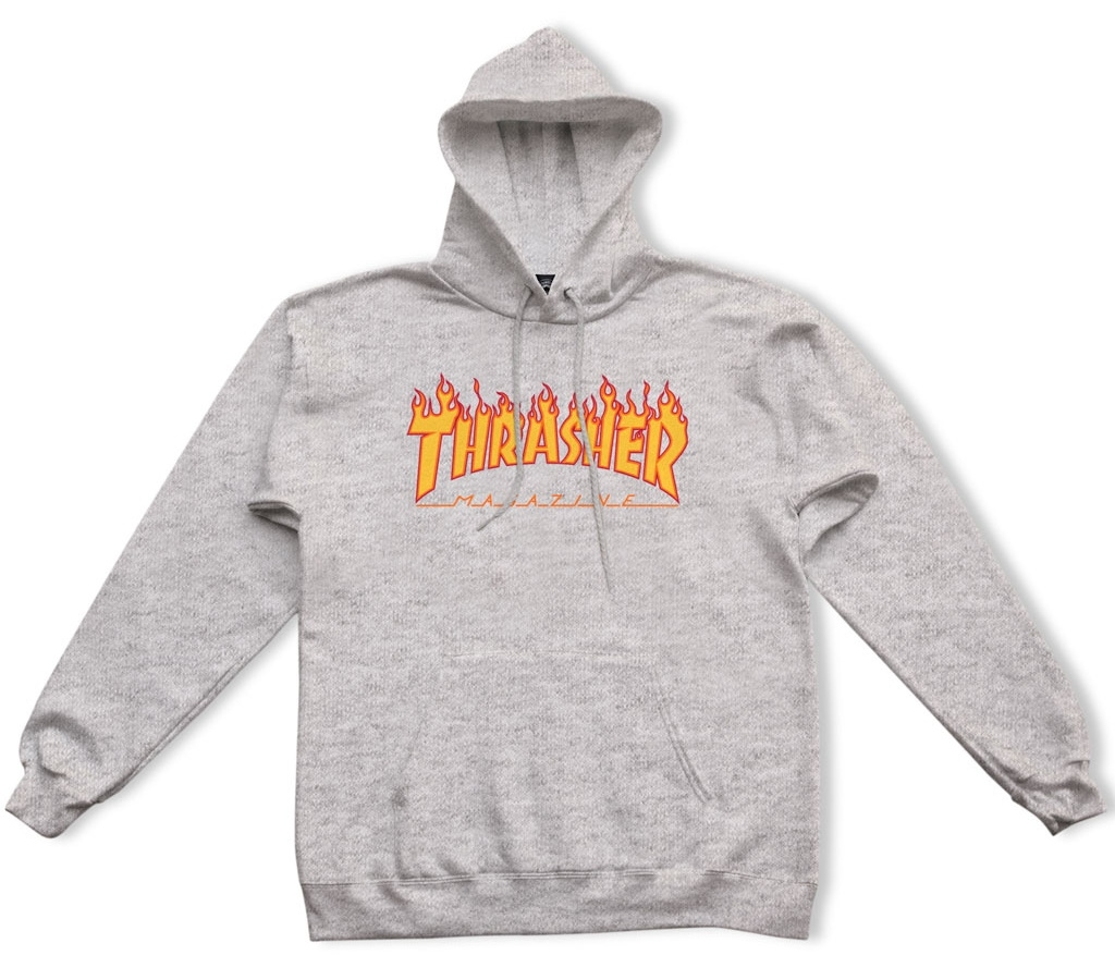 Thrasher толстовка с капюшоном Flame Grey