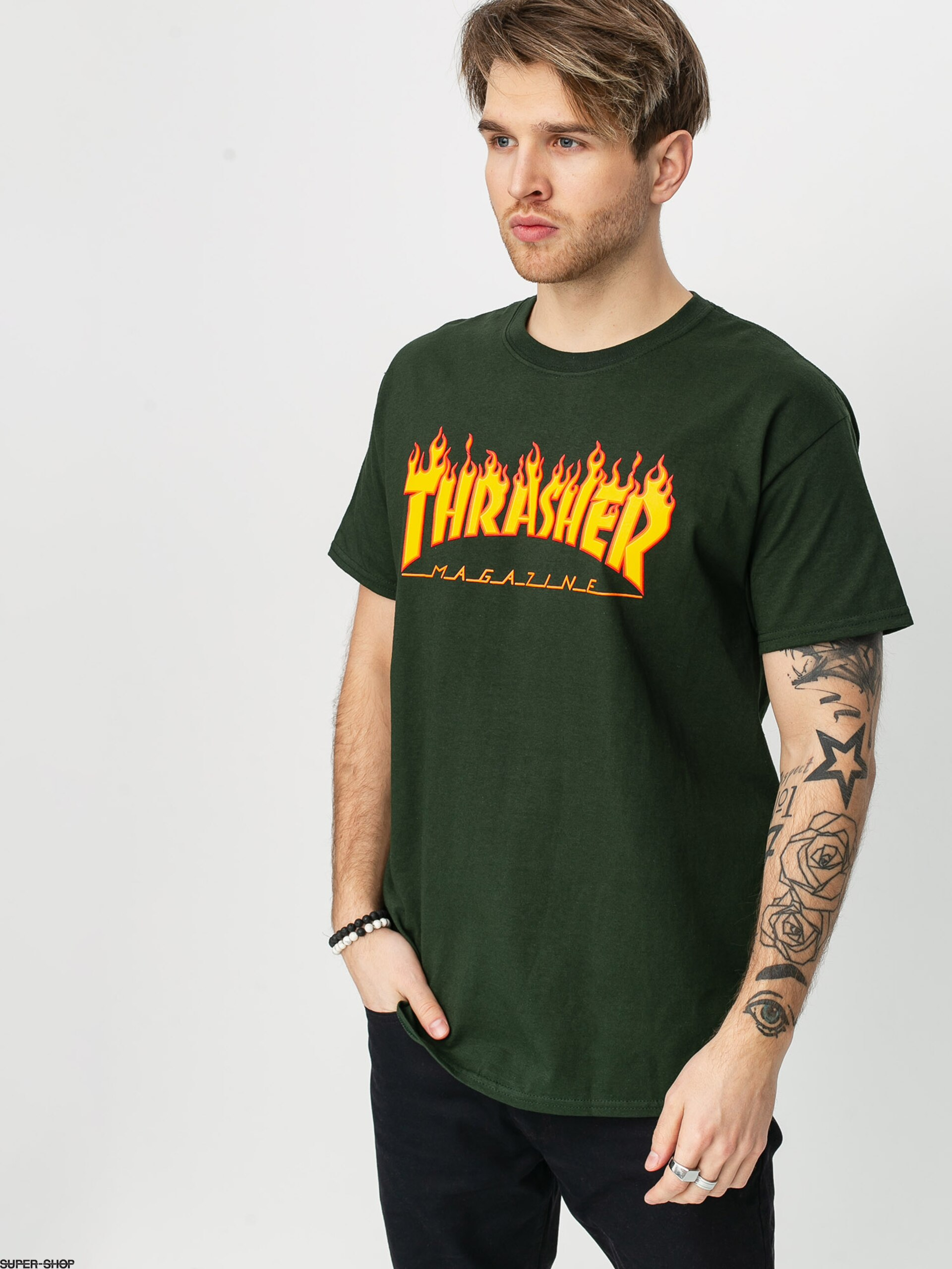 Thrasher T-shirt Flame Forest Green